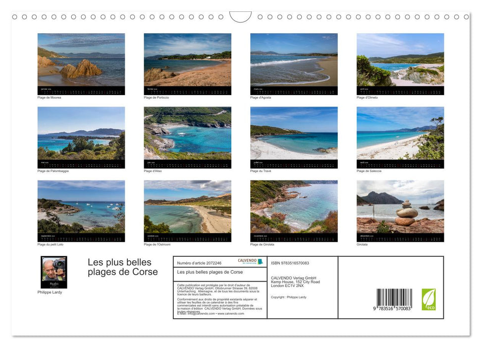 Les plus belles plages de Corse (CALVENDO Calendrier mensuel 2026)