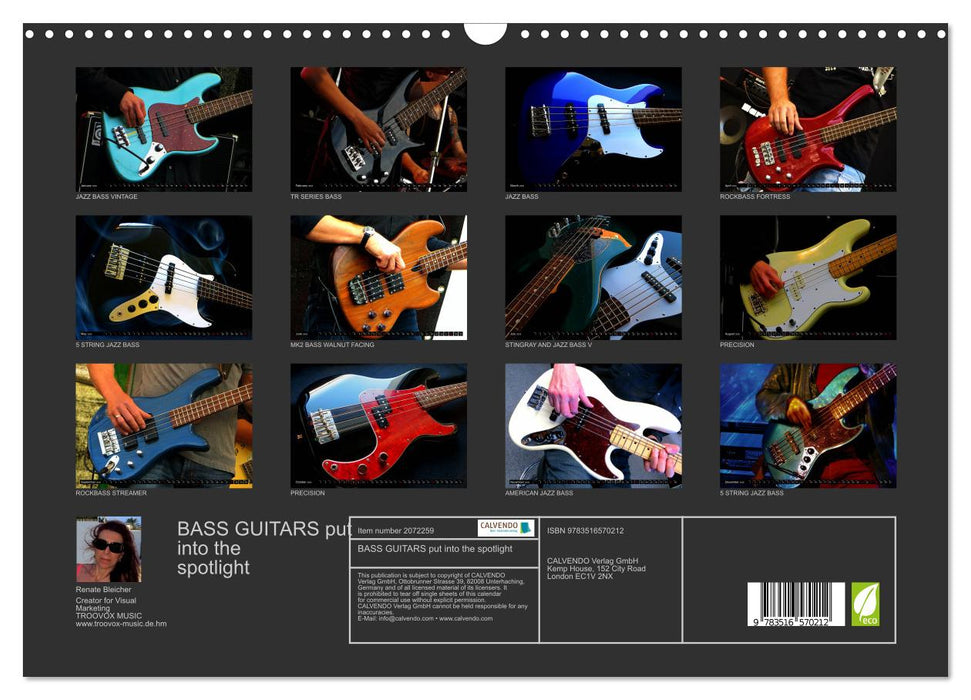 BASS GUITARS put into the spotlight (CALVENDO Monthly Calendar 2026)