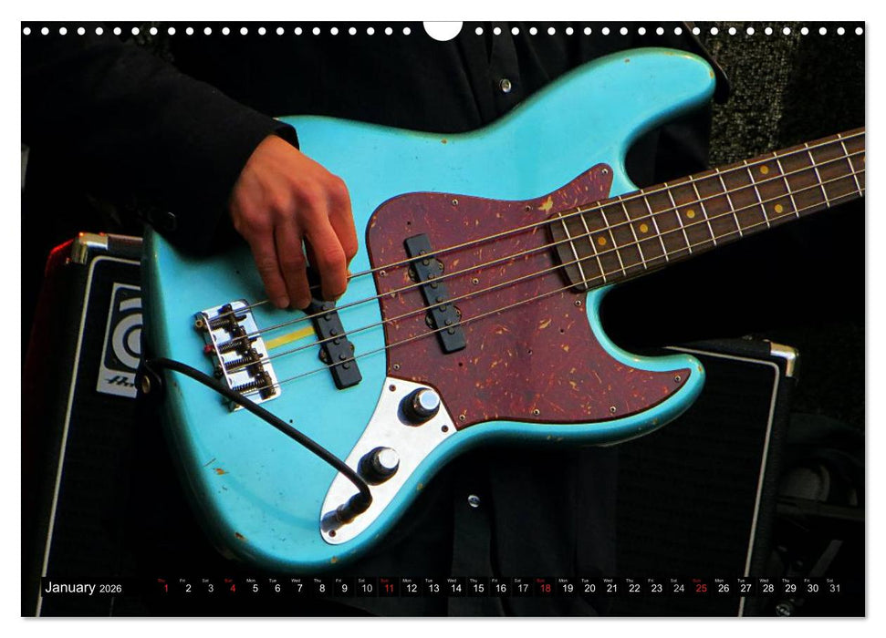 BASS GUITARS put into the spotlight (CALVENDO Monthly Calendar 2026)
