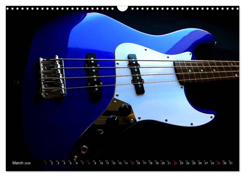 BASS GUITARS put into the spotlight (CALVENDO Monthly Calendar 2026)