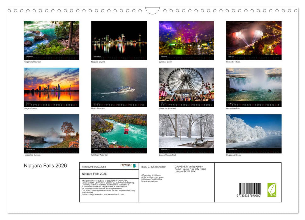 Niagara Falls 2026 (CALVENDO Monthly Calendar 2026)