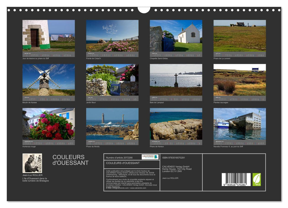COULEURS d'OUESSANT (CALVENDO Calendrier mensuel 2026)
