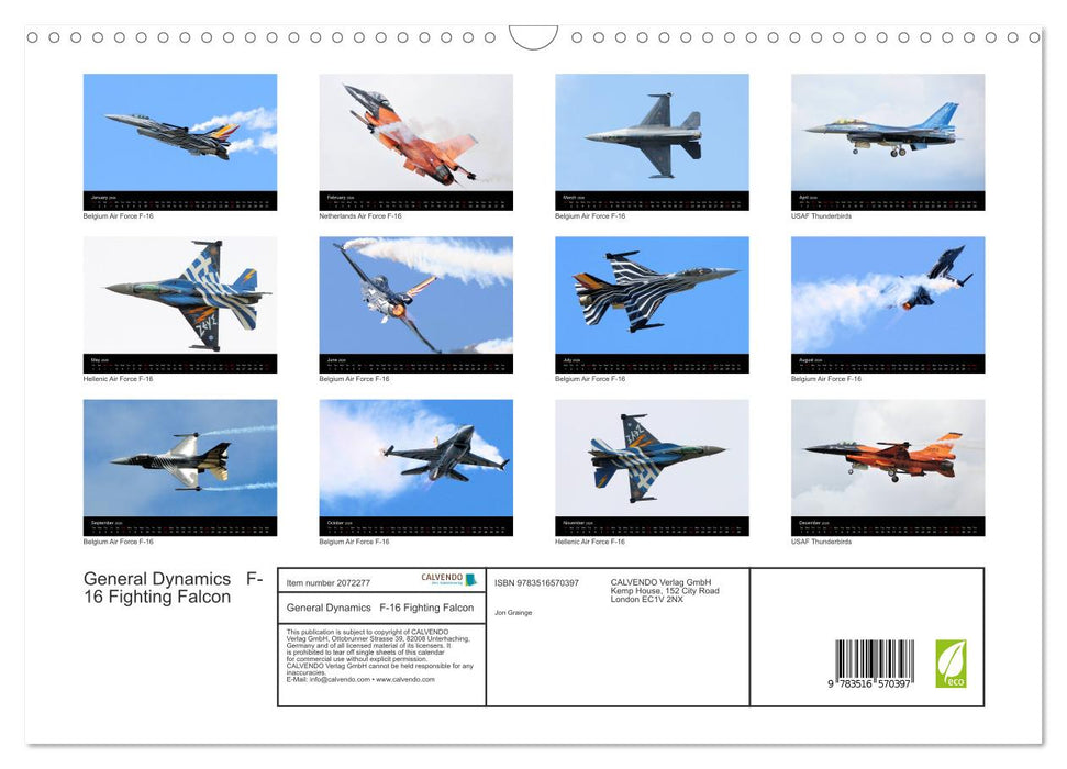 General Dynamics F-16 Fighting Falcon (CALVENDO Monthly Calendar 2026)