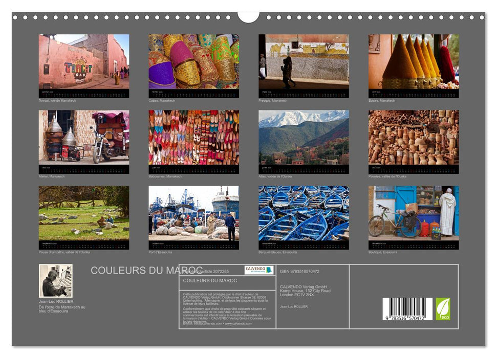 COULEURS DU MAROC (CALVENDO Calendrier mensuel 2026)