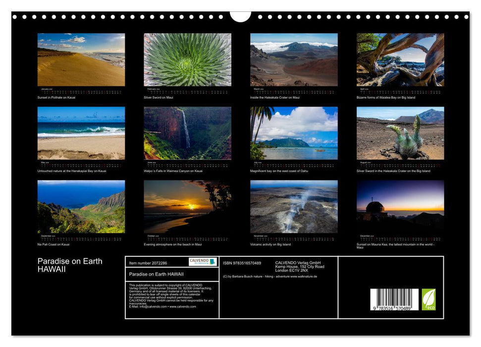 Paradise on Earth HAWAII (CALVENDO Monthly Calendar 2026)