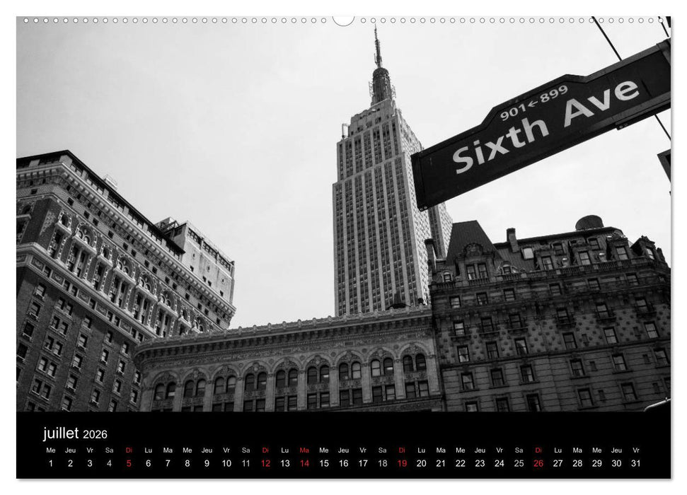 New York en noir et blanc (CALVENDO Calendrier supérieur 2026)