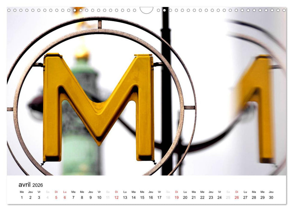 Paris Métropolitain (CALVENDO Calendrier mensuel 2026)