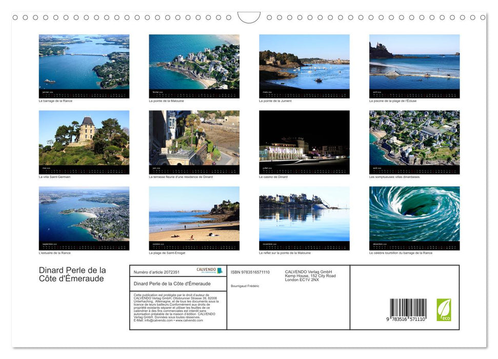 Dinard Perle de la Côte d'Émeraude (CALVENDO Calendrier mensuel 2026)