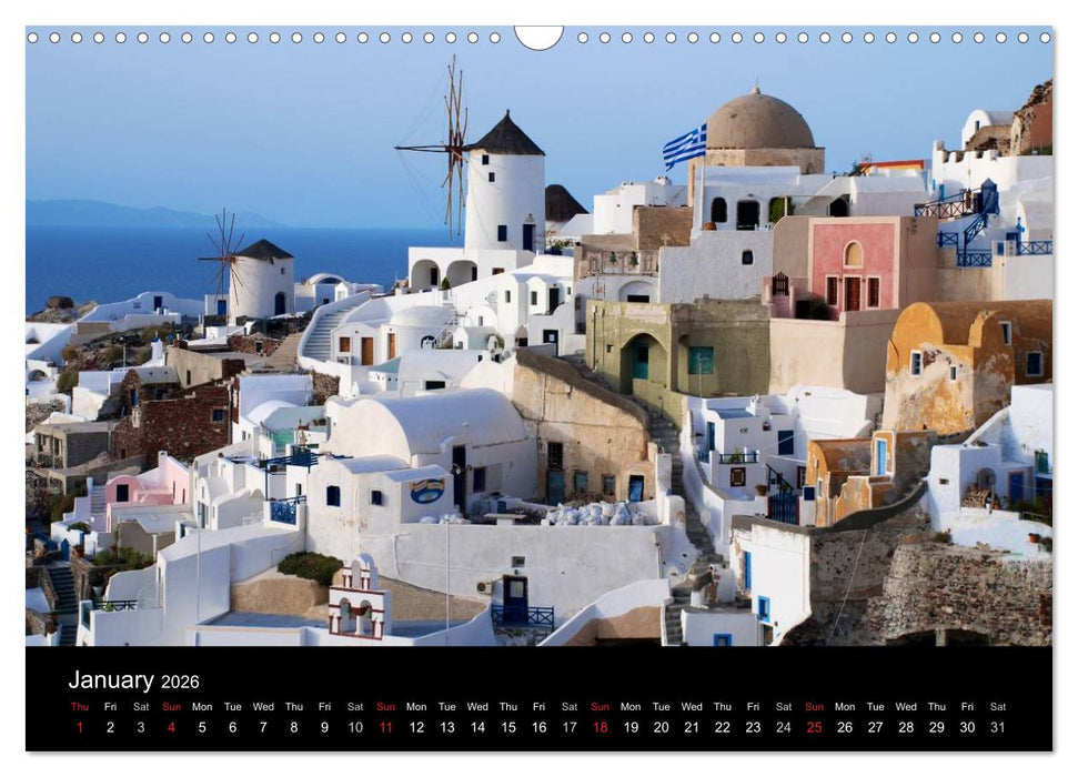 Lights of Santorini (CALVENDO Monthly Calendar 2026)
