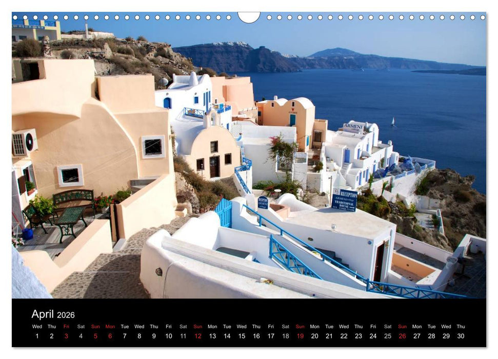 Lights of Santorini (CALVENDO Monthly Calendar 2026)