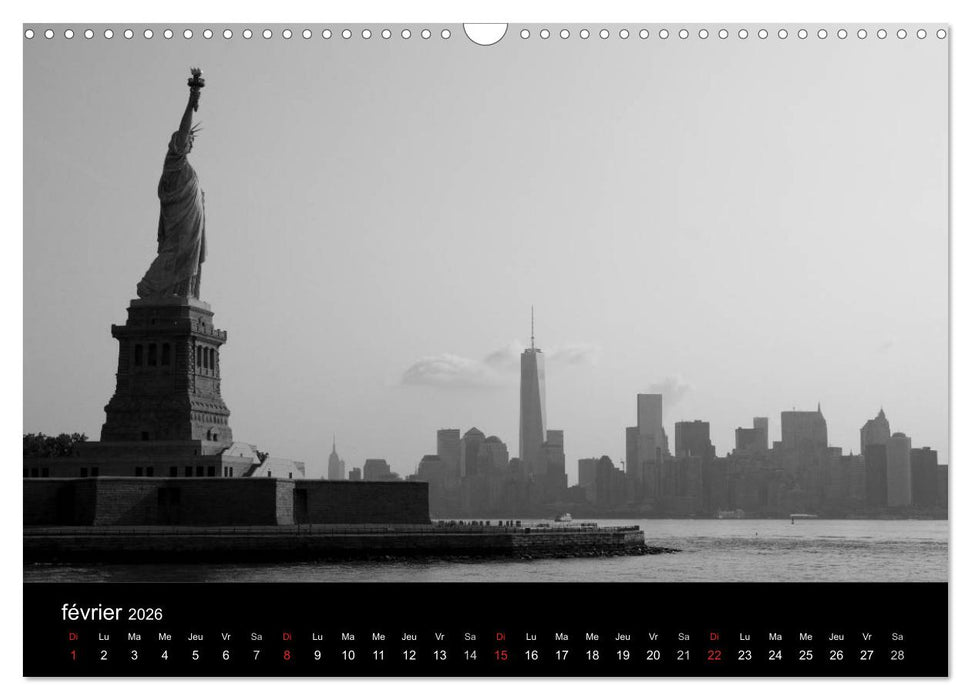 New York en noir et blanc (CALVENDO Calendrier mensuel 2026)