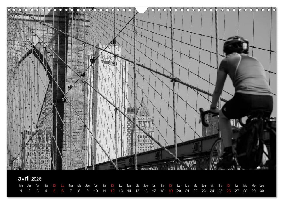 New York en noir et blanc (CALVENDO Calendrier mensuel 2026)