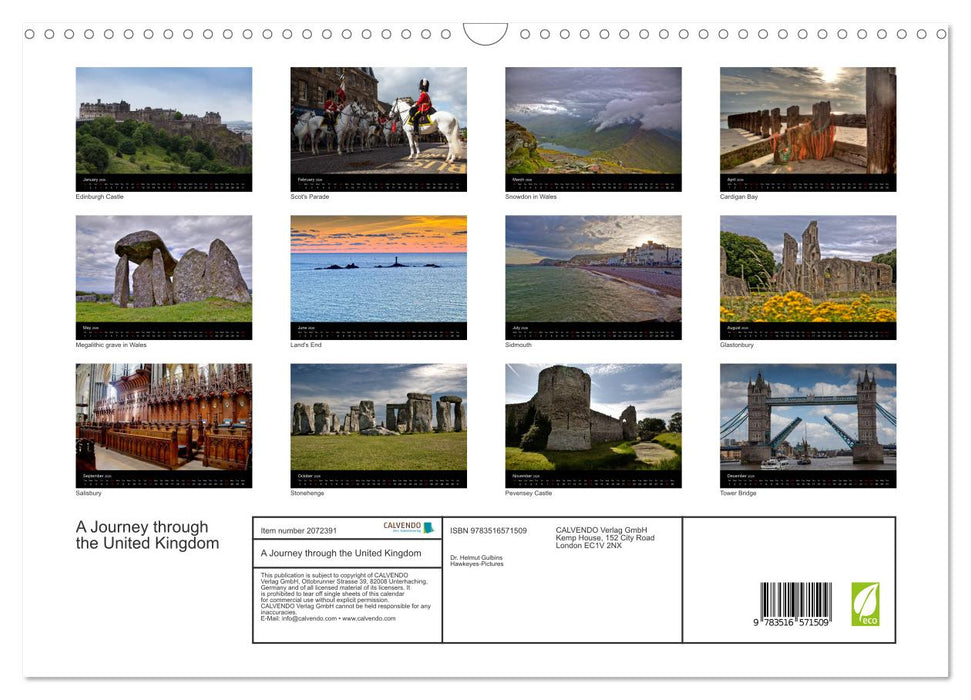 A Journey through the United Kingdom (CALVENDO Monthly Calendar 2026)