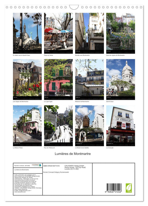 Lumières de Montmartre (CALVENDO Calendrier mensuel 2026)