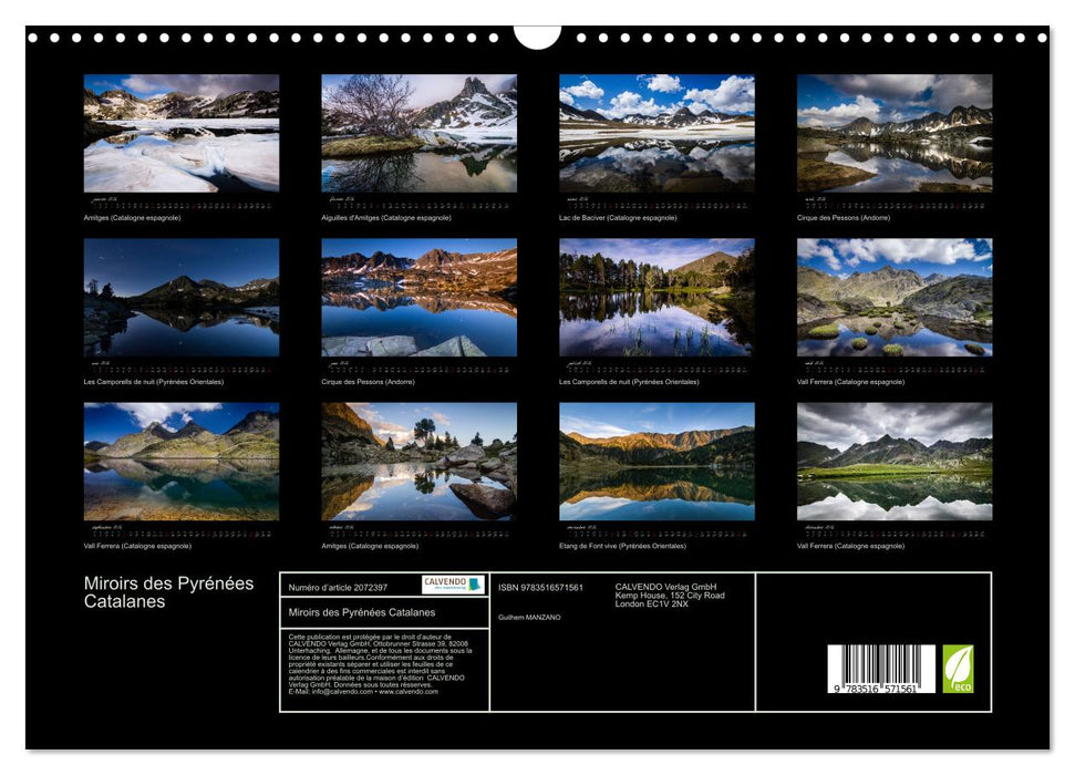 Miroirs des Pyrénées Catalanes (CALVENDO Calendrier mensuel 2026)