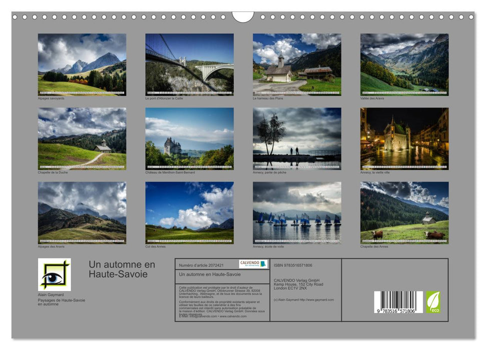 Un automne en Haute-Savoie (CALVENDO Calendrier mensuel 2026)