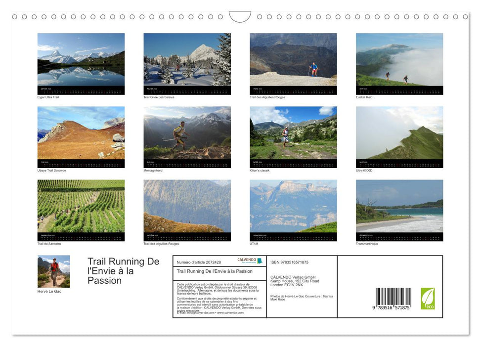 Trail Running De l'Envie à la Passion (CALVENDO Calendrier mensuel 2026)