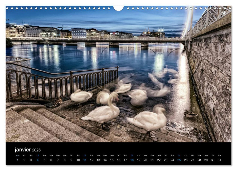 Crépuscule sur Genève (CALVENDO Calendrier mensuel 2026)