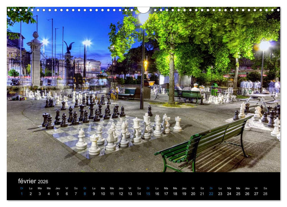 Crépuscule sur Genève (CALVENDO Calendrier mensuel 2026)