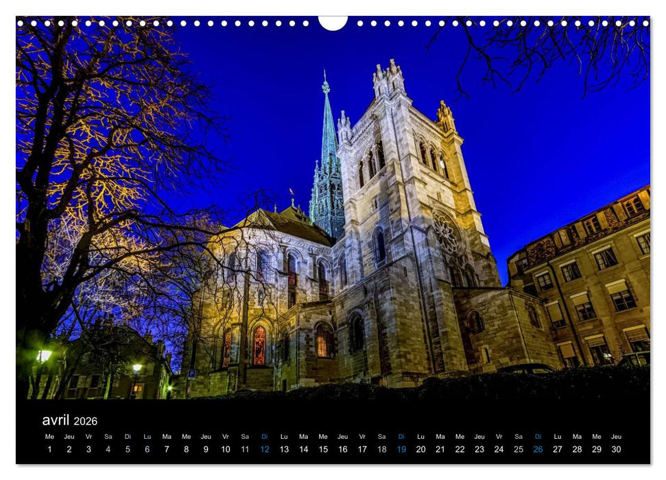 Crépuscule sur Genève (CALVENDO Calendrier mensuel 2026)