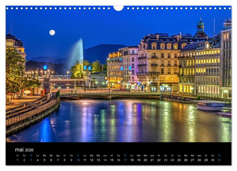 Crépuscule sur Genève (CALVENDO Calendrier mensuel 2026)