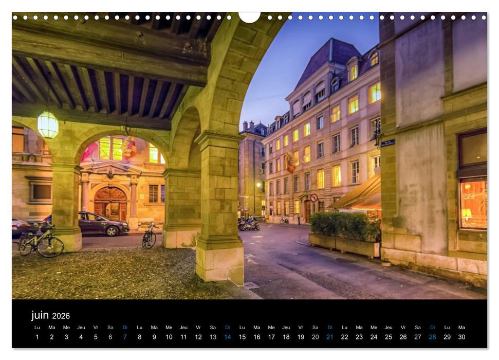 Crépuscule sur Genève (CALVENDO Calendrier mensuel 2026)