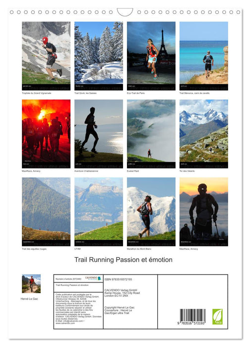 Trail Running Passion et émotion (CALVENDO Calendrier mensuel 2026)