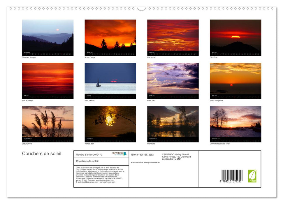 Couchers de soleil (CALVENDO Calendrier supérieur 2026)