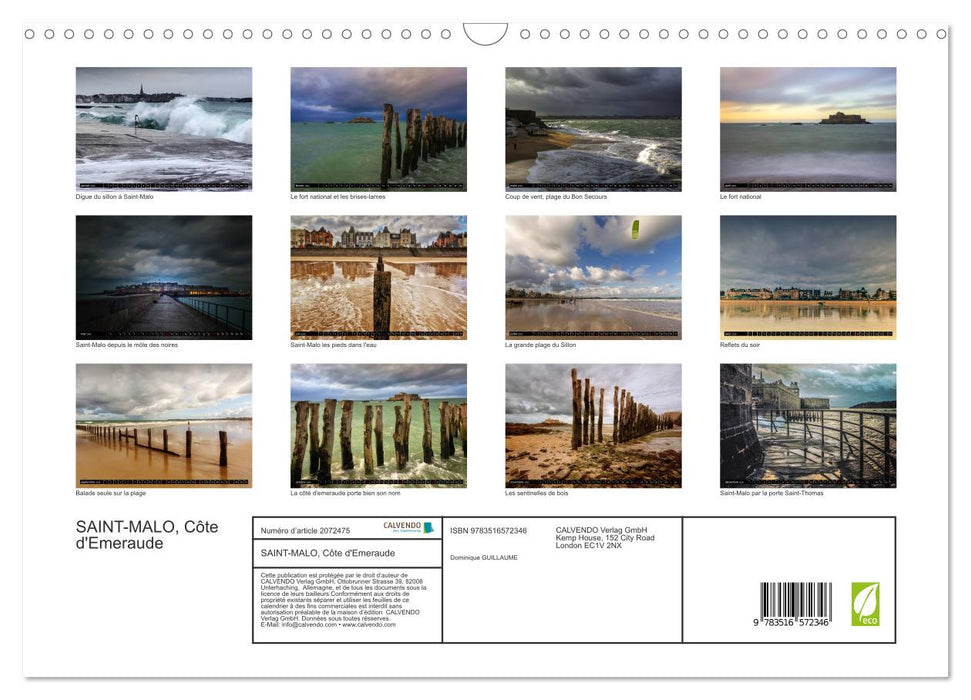 SAINT-MALO, Côte d'Emeraude (CALVENDO Calendrier mensuel 2026)
