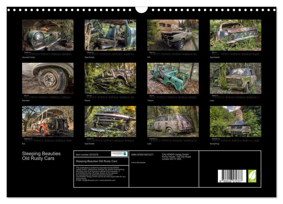 Sleeping Beauties Old Rusty Cars (CALVENDO Monthly Calendar 2026)