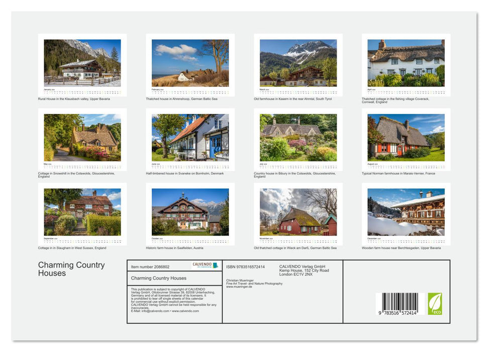 Charming Country Houses (CALVENDO Monthly Calendar 2026)