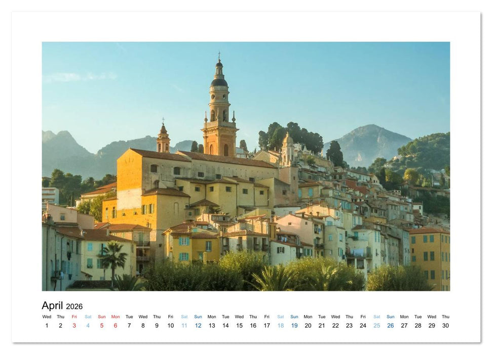 French Riviera The Light of the Blue Coast (CALVENDO Monthly Calendar 2026)