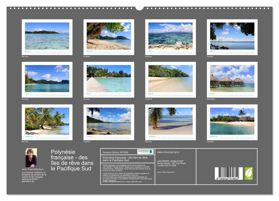 Polynésie française - des îles de rêve dans le Pacifique Sud (CALVENDO Calendrier supérieur 2026)