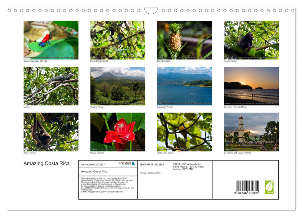 Amazing Costa Rica (CALVENDO Monthly Calendar 2026)