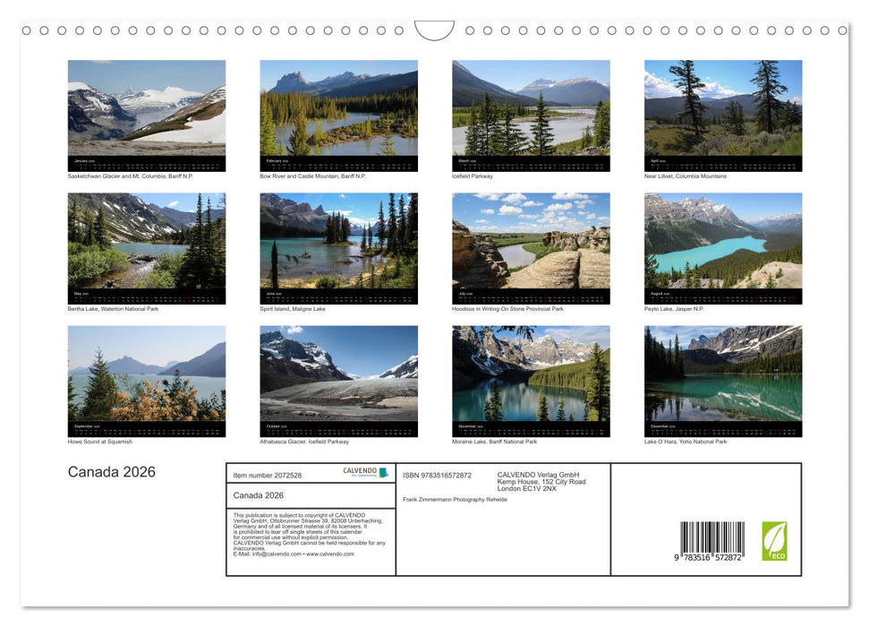 Canada 2026 (CALVENDO Monthly Calendar 2026)