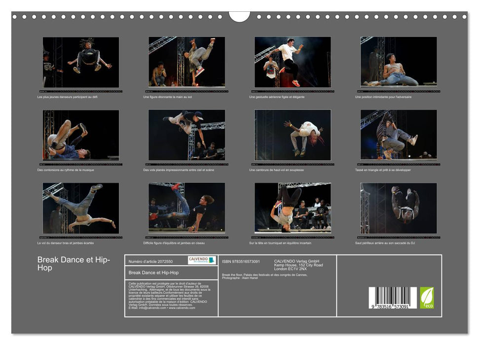 Break Dance et Hip-Hop (CALVENDO Calendrier mensuel 2026)
