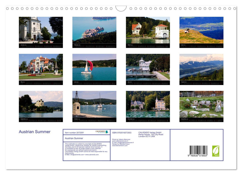 Austrian Summer (CALVENDO Monthly Calendar 2026)