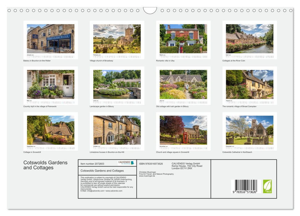 Cotswolds Gardens and Cottages (CALVENDO Monthly Calendar 2026)