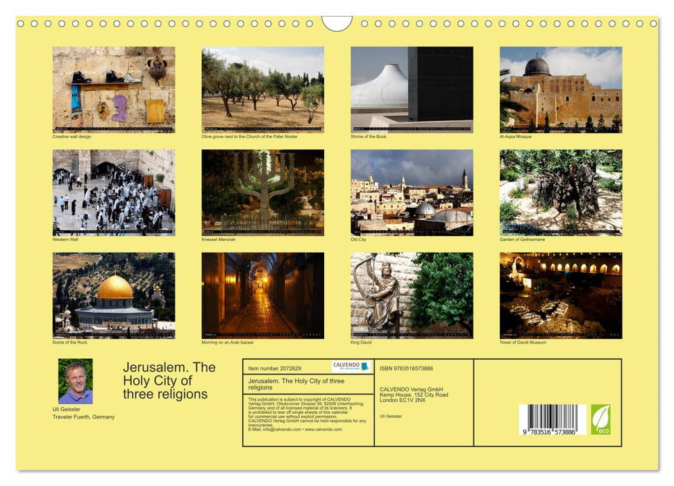 Jerusalem. The Holy City of three religions (CALVENDO Monthly Calendar 2026)