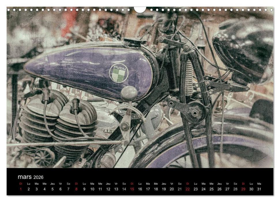 MOTOS VINTAGE (CALVENDO Calendrier mensuel 2026)