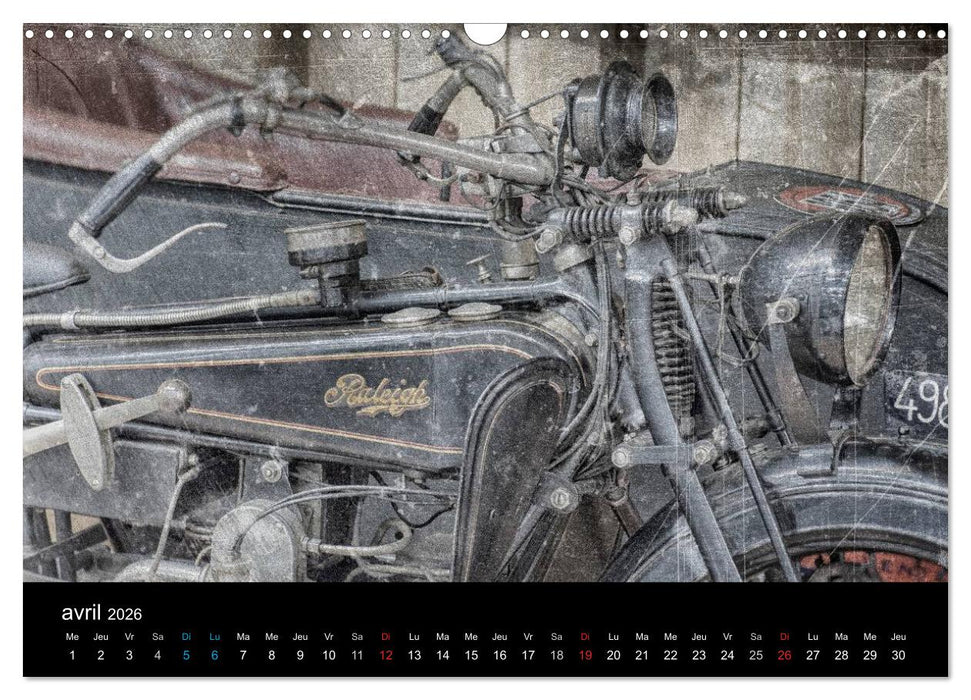 MOTOS VINTAGE (CALVENDO Calendrier mensuel 2026)