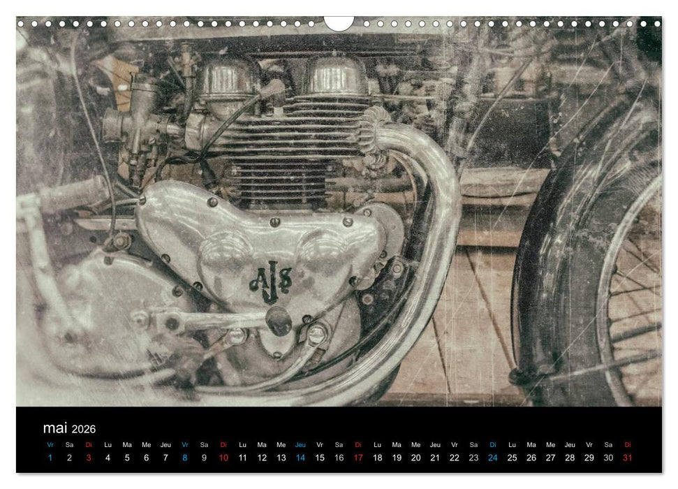 MOTOS VINTAGE (CALVENDO Calendrier mensuel 2026)