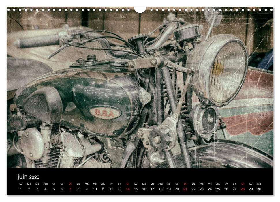 MOTOS VINTAGE (CALVENDO Calendrier mensuel 2026)