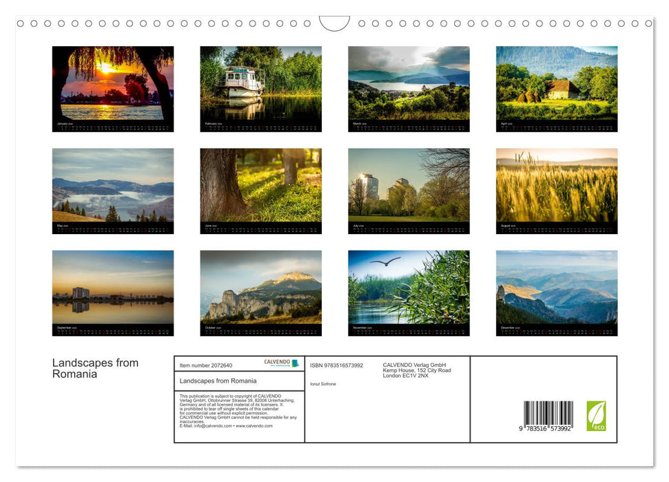 Landscapes from Romania (CALVENDO Monthly Calendar 2026)
