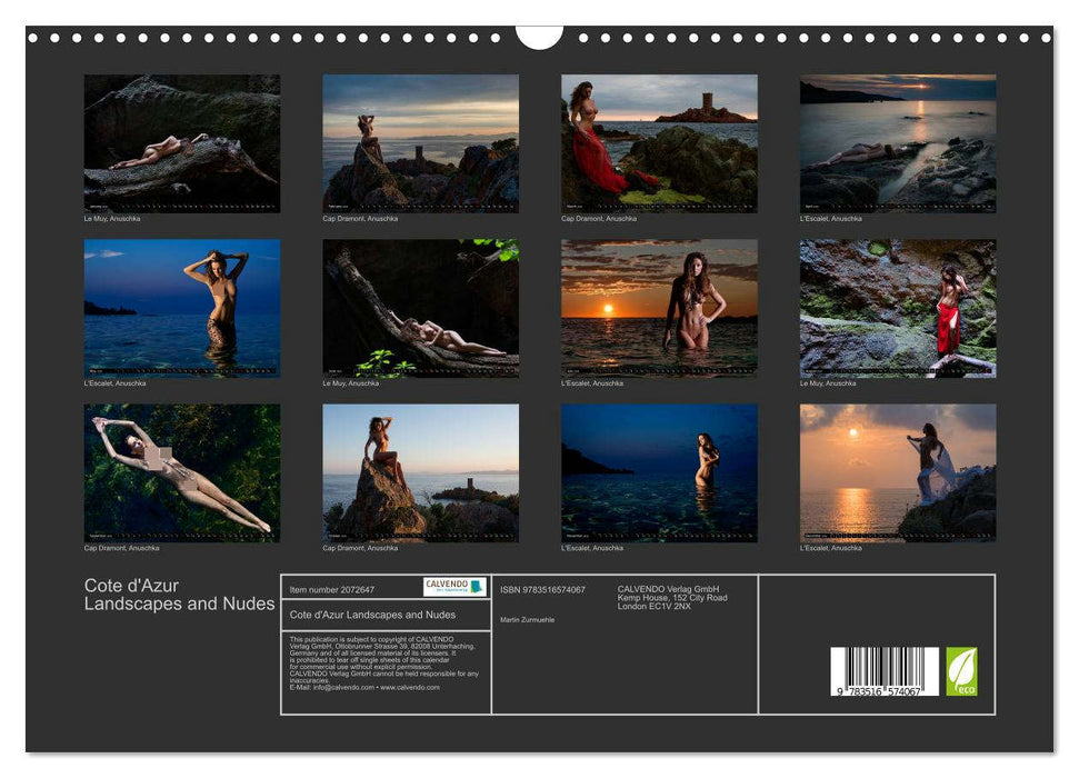 Cote d'Azur Landscapes and Nudes (CALVENDO Monthly Calendar 2026)