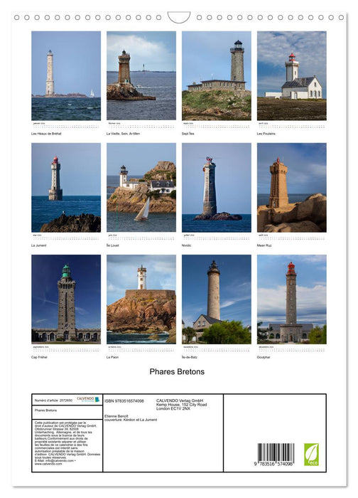 Phares Bretons (CALVENDO Calendrier mensuel 2026)