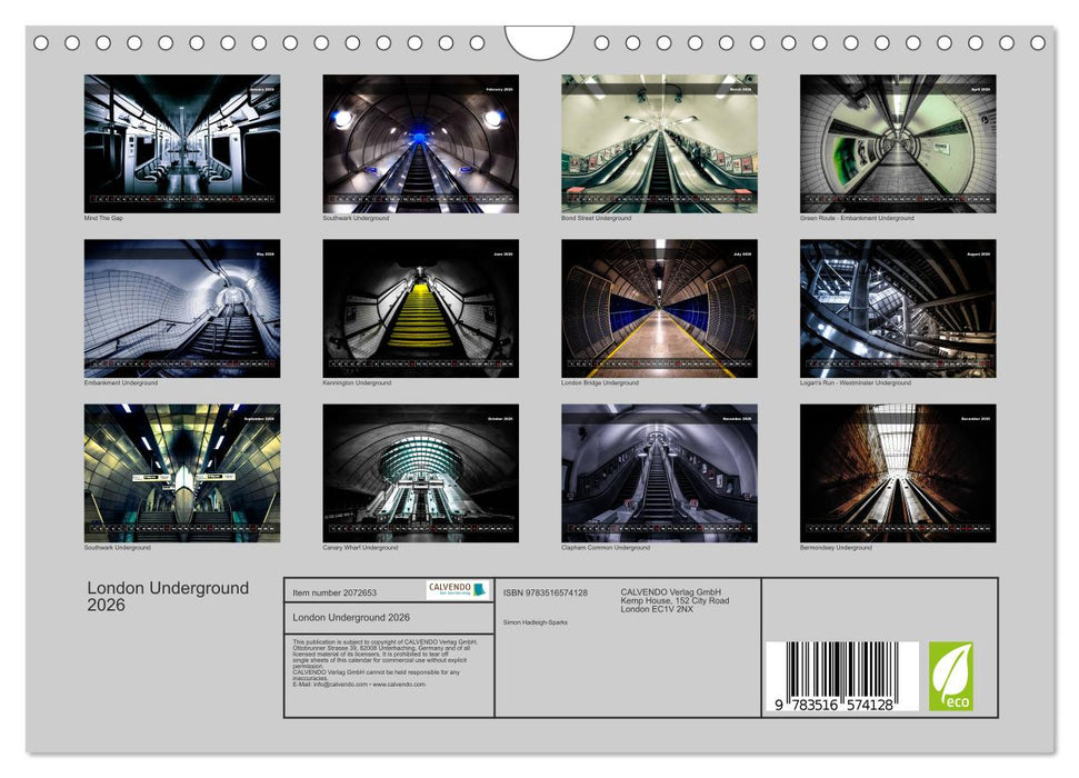 London Underground 2026 (CALVENDO Monthly Calendar 2026)