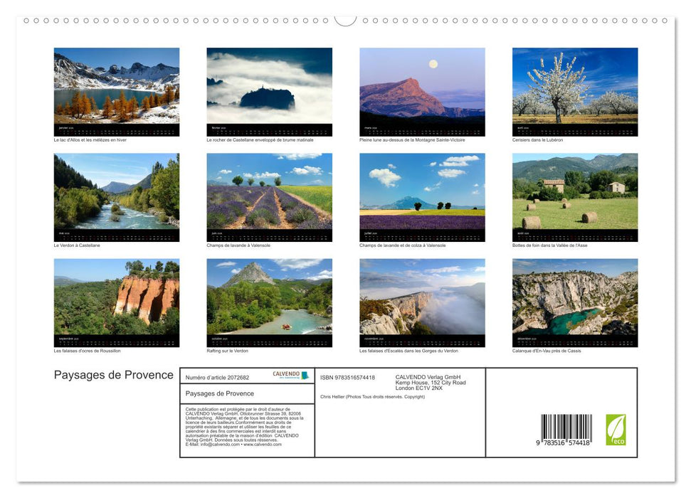 Paysages de Provence (CALVENDO Calendrier supérieur 2026)