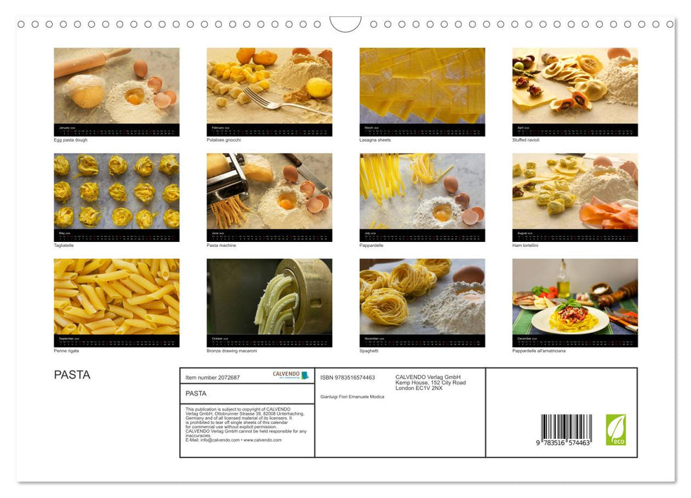 PASTA (CALVENDO Monthly Calendar 2026)