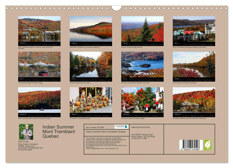 Indian Summer Mont Tremblant Quebec (CALVENDO Monthly Calendar 2026)